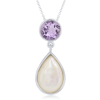 Sterling Silver Amethyst with Mother of Pearl Pendant