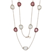 Sterling Silver Rose-Plated Rose and White Cat's Eye Necklace