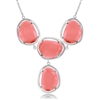 Sterling Silver Large Watermelon Cat Eye Y Design Necklace