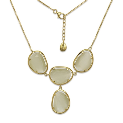 Sterling Silver Gold-Plated Nude Yellow Catâ€™s Eye Necklace