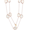 Sterling Silver Rose-Plated White and Lt Tiffany Cat's Eye Necklace