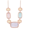 Champagne, Light Violet, Sakura Pink & Dark Tiffany Blue Rectangle Cat's Eye Necklace