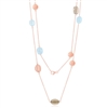 Sterling Silver RG Multi-Shaped Oval Natural Aquamarine & Smokey Quartz Necklace