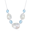 Sterling Silver Alternating Oval Blue Topaz and Mother of Pearl Necklace
