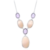 Sterling Silver Alternating Oval Amethyst & Pink MOP Y Necklace