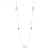 Sterling Silver Bezel-set Blue Topaz and Mother of Pearl by the Yard Necklace