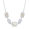 Sterling Silver Alternating Polished and Mother of Pearl Necklace