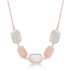 Sterling Silver Alternating Polished and Pink Mother of Pearl Necklace - Rose Gold Plated