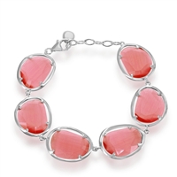 Sterling Silver Watermelon Red Catâ€™s Eye Bracelet