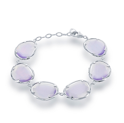Sterling Silver Light Violet Catâ€™s Eye Bracelet