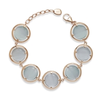 Sterling Silver Rose-Plated Light Blue Round Catâ€™s Eye Bracelet