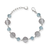 Sterling Silver Blue and Pink Catâ€™s Eye Bracelet