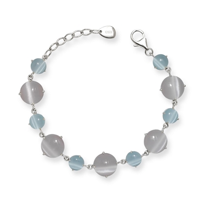 Sterling Silver Blue and Pink Catâ€™s Eye Bracelet