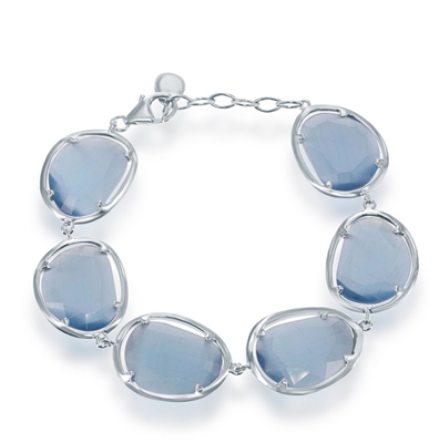 Sterling Silver Denim Blue Catâ€™s Eye Bracelet