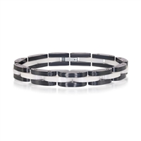 Stainless Steel Black and White Ceramic Link Bracelet