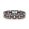 Stainless Steel Black and Chocolate Textured Link Bracelet