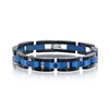 Stainless Steel Blue & Black Link CZ Bracelet