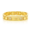 Stainless Steel CZ ID Link Bracelet - Gold Plated