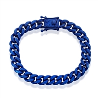 Stainless Steel 10mm Miami Cuban Link Bracelet - Matte Blue