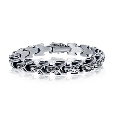 Stainless Steel Oxidized Dragon Bracelet