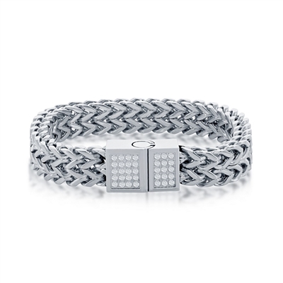 Stainless Steel CZ Double Franco Link Bracelet
