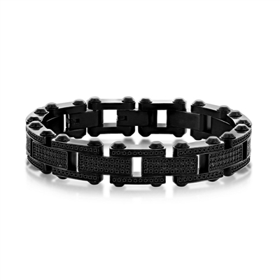 Stainless Steel Micro Pave CZ Bracelet - Black Plated