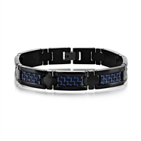 Stainless Steel Carbon Fiber Bracelet - Black & Blue