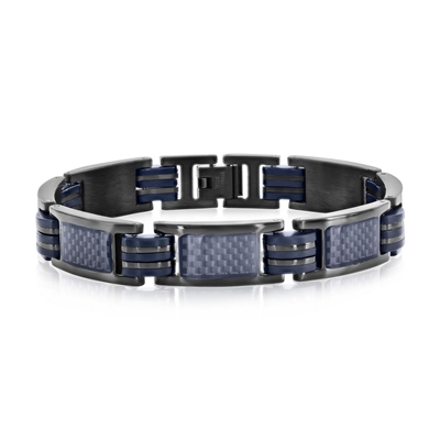Stainless Steel Black Carbon Fiber Bracelet