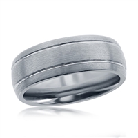 Brushed Silver Double Stripe Tungsten Ring
