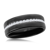 Stainless Steel CZ Eternity Band - Black Plated