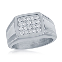 Stainless Steel CZ Square Ring