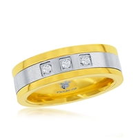 Stainless Steel CZ Band Ring - Gold & Silver Plated