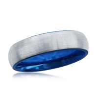 Blue & Silver 6mm Tungsten Ring