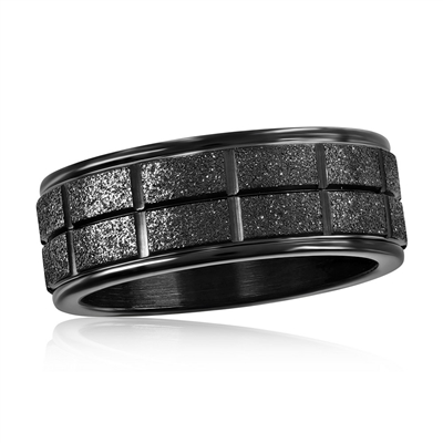 Stainless Steel Sand Blasted Ring - Black Plated