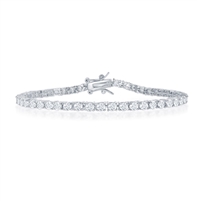 Sterling Silver 3mm Prong-Set Round CZ Tennis Bracelet