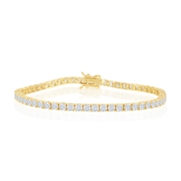 Sterling Silver 3mm Prong-Set Round CZ Tennis Bracelet - Gold Plated