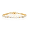 Sterling Silver 4mm Prong-Set Round CZ Tennis Bracelet - Gold Plated