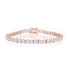 Sterling Silver 4mm Prong-Set Round CZ Tennis Bracelet - Rose Gold Plated