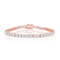 Sterling Silver 4mm Prong-Set Round CZ Tennis Bracelet - Rose Gold Plated