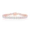 Sterling Silver 6mm Prong-Set Round CZ Tennis Bracelet - Rose Gold Plated