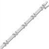 Sterling Silver "X" and Micro Pave Bar Link Bracelet (188 stones)