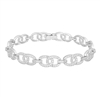 Sterling Silver Open Double Circles Linked Micro Pave Bracelet