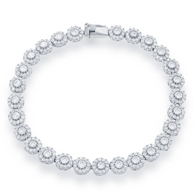 Sterling Silver CZ Disc Tennis Bracelet