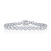 Sterling Silver Round Halo CZ Linked Bracelet