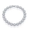 Sterling Silver Round Halo Micro Pave Tennis Bracelet