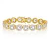 Sterling Silver Round Halo CZ Linked Bracelet - Gold Plated
