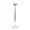 Gold Taper Candle Holder on Marble Base - 14"H