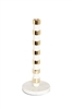 White and Gold Taper Candle Holder on Marble Base - 12"H