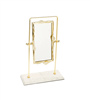 Rectangular Table Mirror Gold Leaf Border White Marble Base