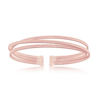 Sterling Silver Triple Wire Designer Bangle, Bonded with 14K Rose Gold